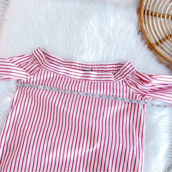 Emme Marella Stripe Off The Shoulder Top Red White 3/4 Button Sleeves Striped 40 - Picture 10 of 12